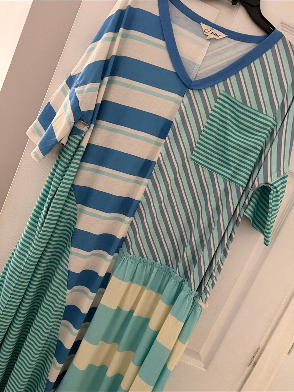 J. Marie Blue & Teal Striped Maxi Dress